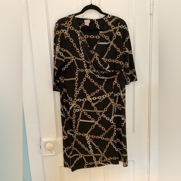 Chico’s Chain Print Wrap Dress - Picture 4 of 8